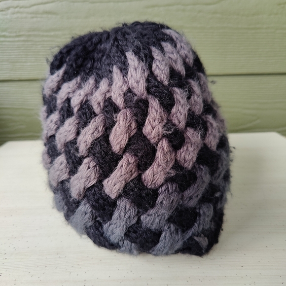 The North Face Beanie Thick Knit Black & Gray Warm Hat Wool Blend Unisex - Picture 3 of 8